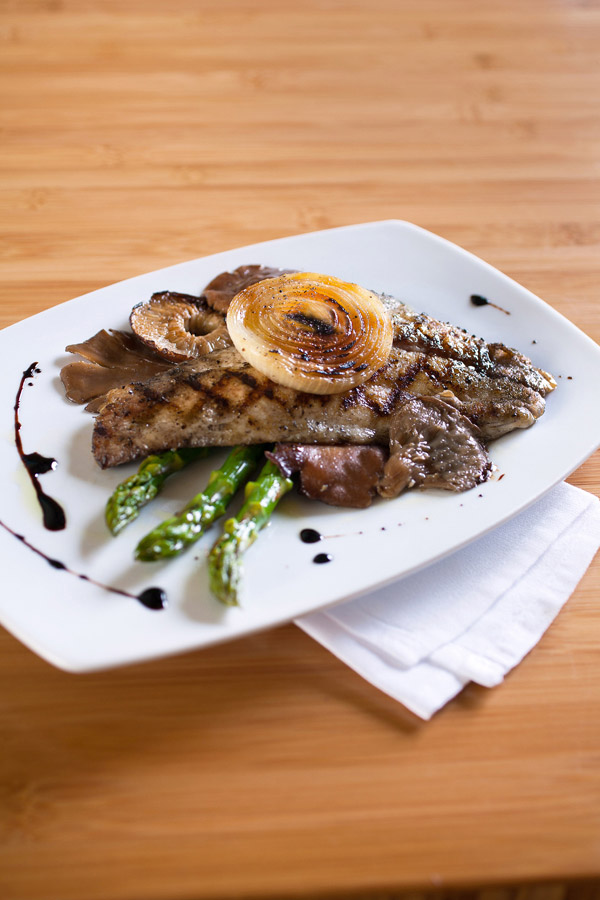 Grilled Redfish With Aged Balsamic & Wild Mushrooms